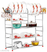 Stainless steel 5-shelf kitchen racks (31x30 inch) for wet utensil storage and easy draining